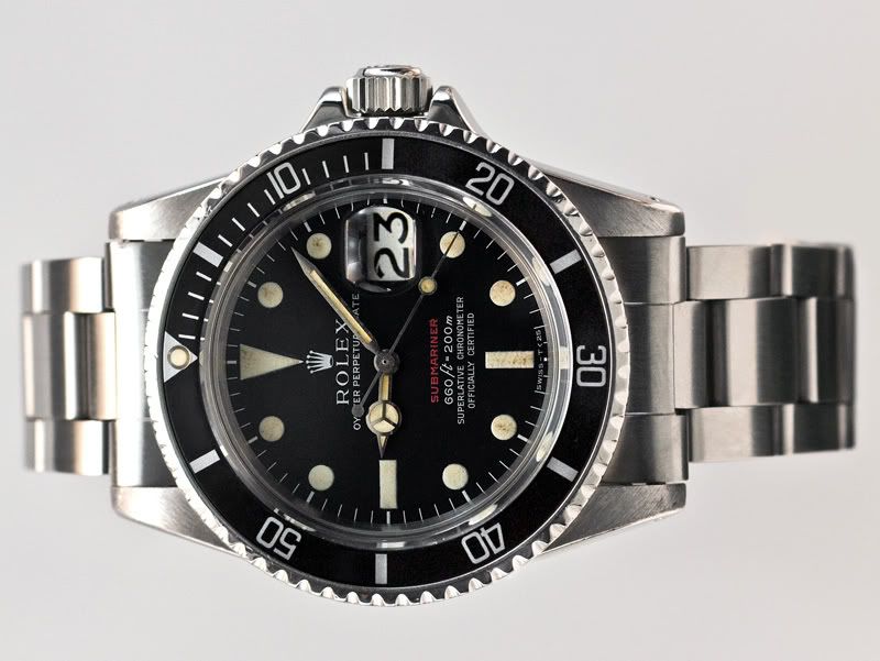 Rolex Submariner model 1680. Rare due to the red writing on the dial.