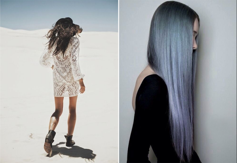 white lace, lace dress, blue hair, sleep hair, high fashion, model hair