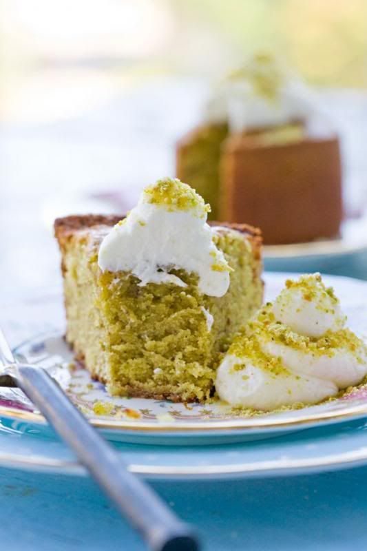Pistachio Cake recipe, green cake, nut cake