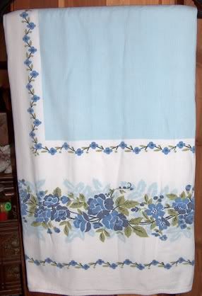 pale blue vintage tablecloth