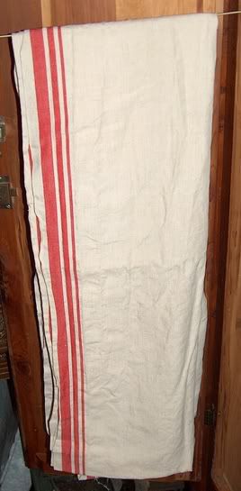 vintage fabric white with red trim