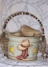 Handpainted cowboy bucket