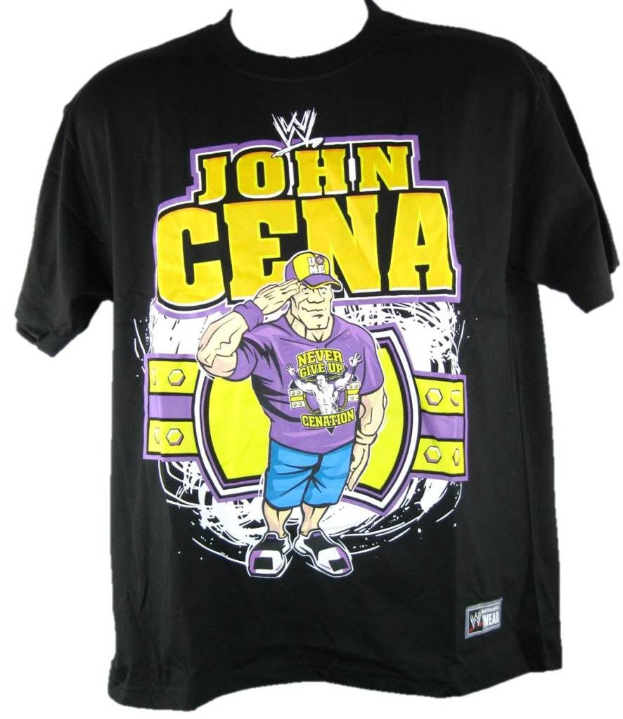 john cena cartoon purple salute wwe black t-shirt