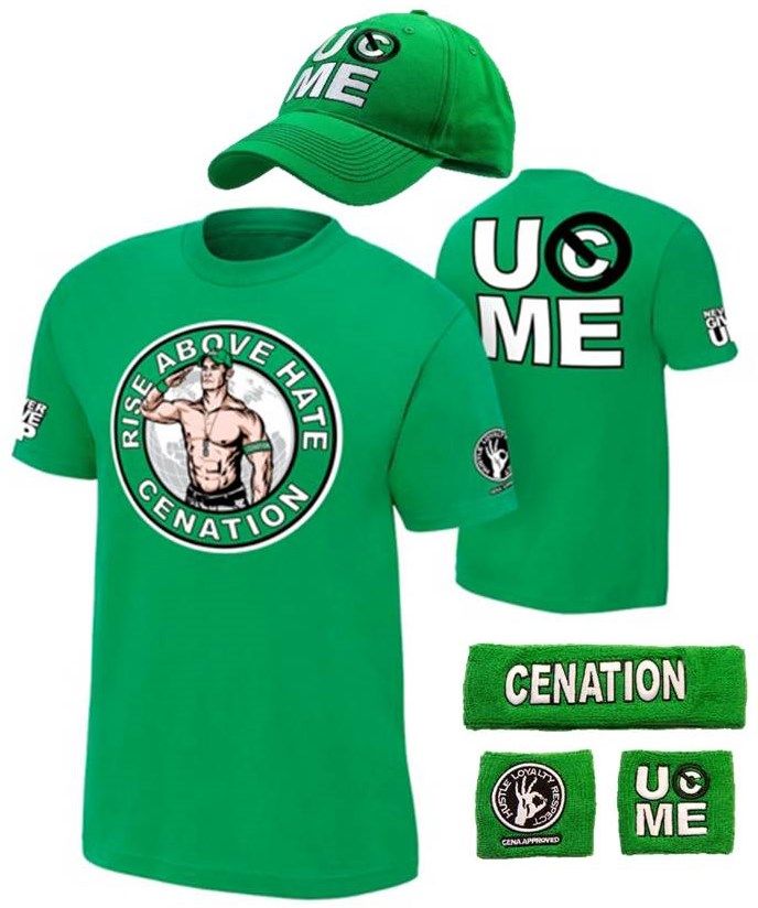 John Cena Kids Green Costume Hat T-shirt Wristbands Boys - Zdjęcie 1 z 1