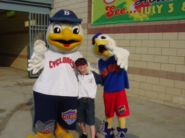 Michael with the Cyclones mascots
