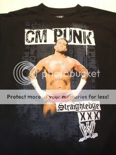 Cm Punk Straight Edge WWE Wrestling Black T Shirt