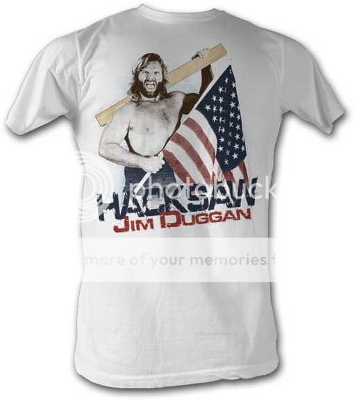 Hacksaw Jim Duggan American Flag White T Shirt New