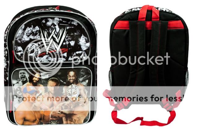 WWE Red Collage Backpack Triple H John Cena Rey Kofi  