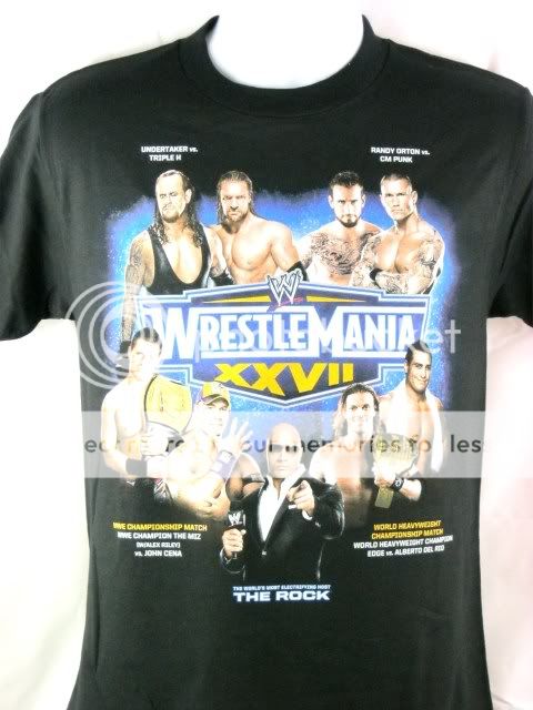 Wrestlemania 27 XXVII John Cena The Rock WWE T Shirt  