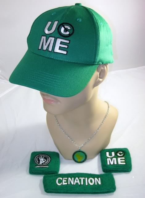 JOHN CENA Green WWE COSTUME hat pendant wristbands | eBay