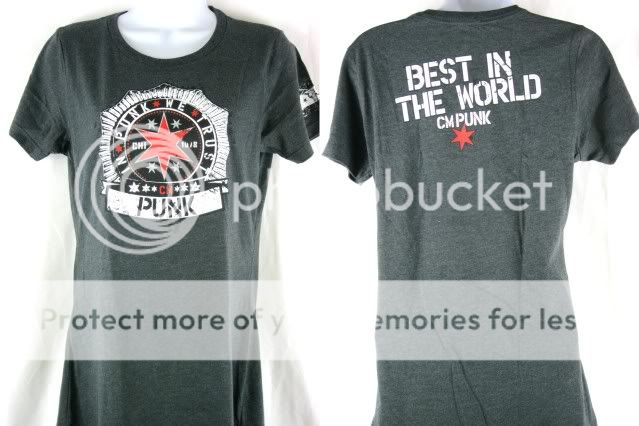 CM Punk We Trust Womens Grey WWE Authentic T Shirt New