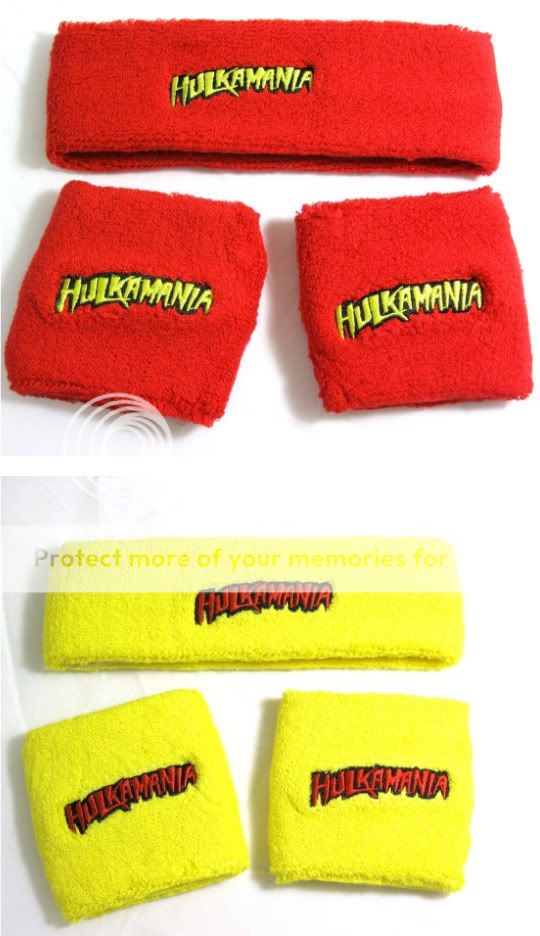 Hulk Hogan HULKAMANIA Red or Yellow Headband Wristband Set