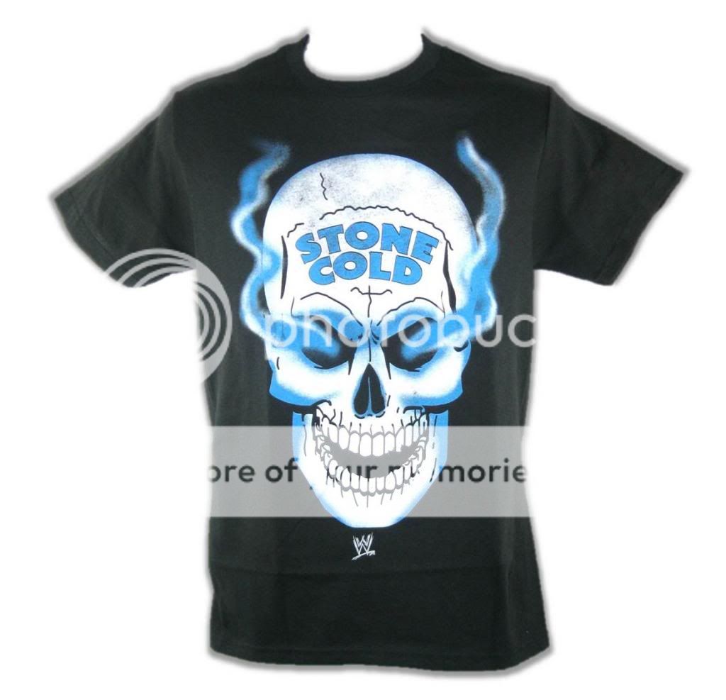 Stone Cold Steve Austin Smoking Skull Black WWE Mens T-shirt | eBay