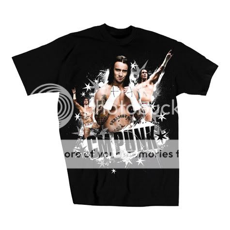 Cm Punk Stars WWE ECW Wrestling Black T Shirt