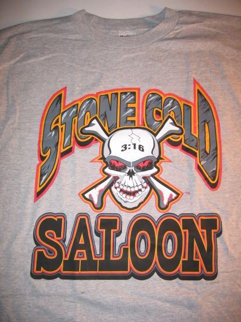 STONE COLD Steve Austin SALOON Grey T shirt Skull 316  