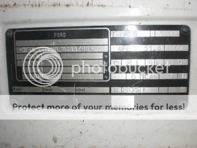 Ford transit chassis number